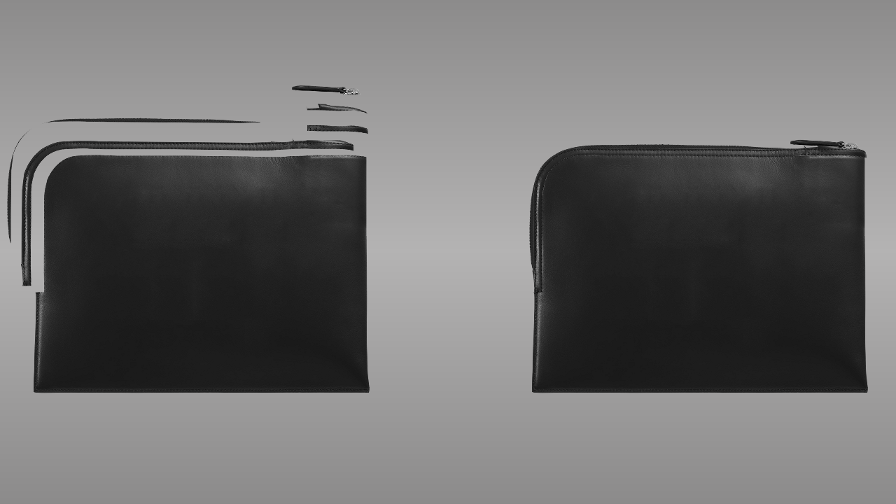 Slim pouch with deconstructed - back
