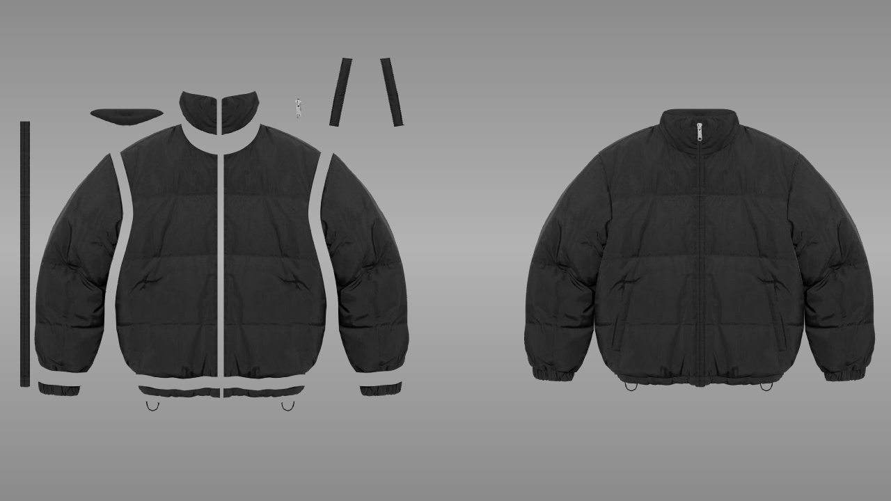 Down jacket deconstructed - front