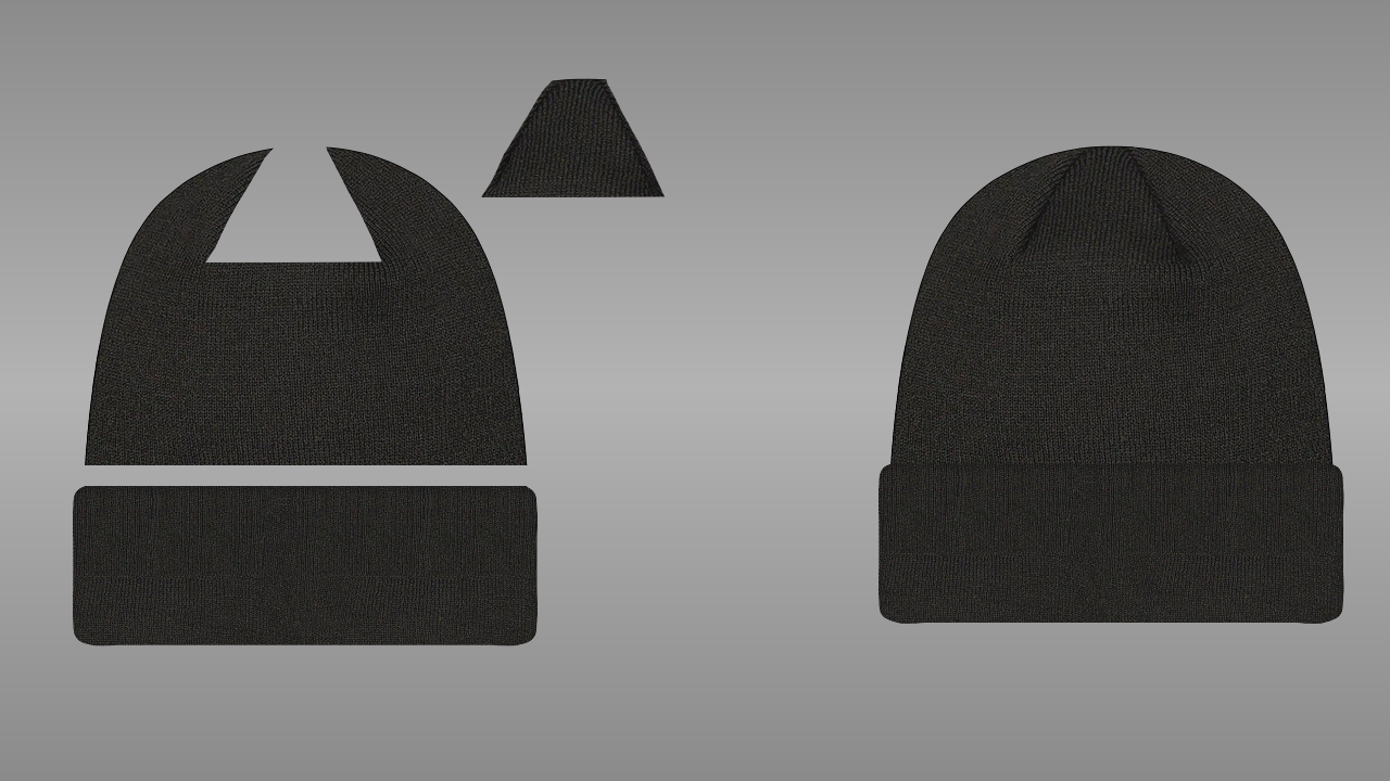 Knit cuffed beanie deconstructed - front
