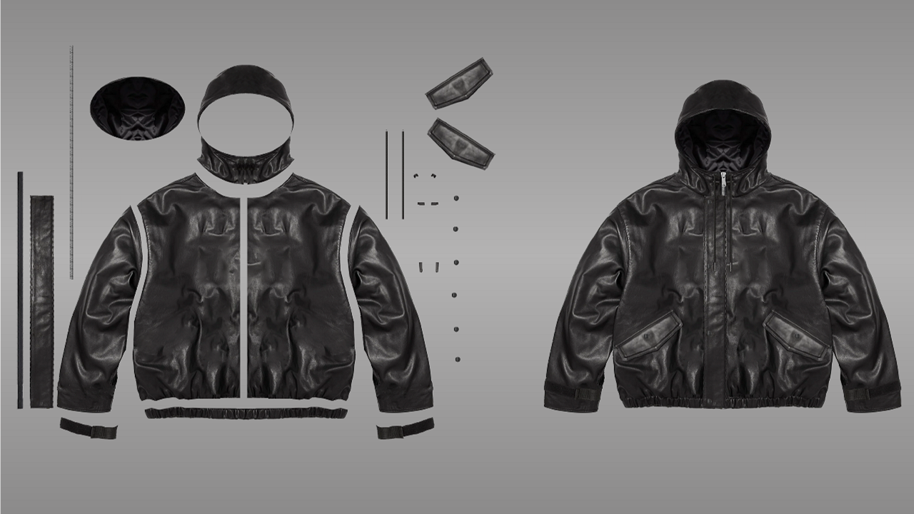Hooded jacket deconstructed - front