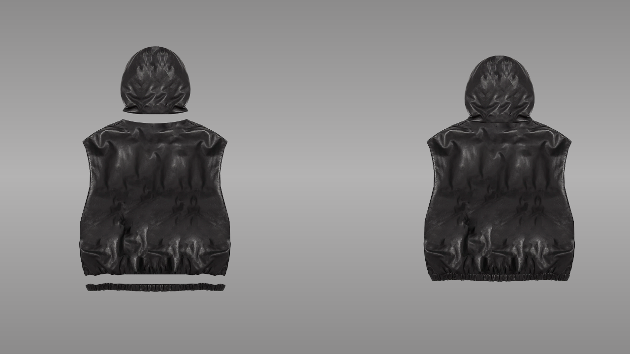 Hooded vest deconstructed - back