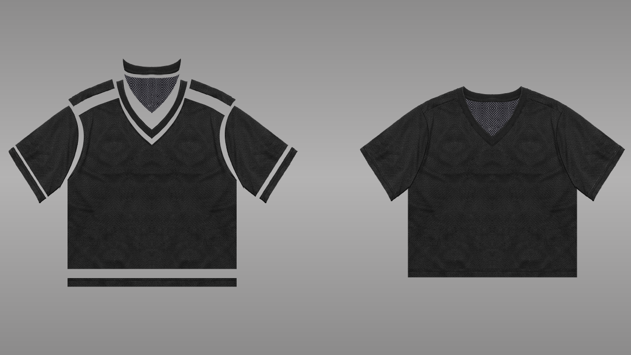 Boxy varsity jersey deconstructed - front