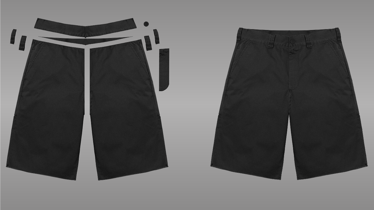 Khaki shorts deconstructed - front