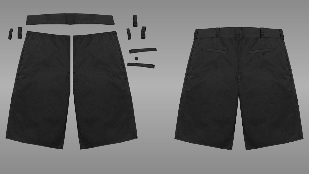Khaki shorts deconstructed - back