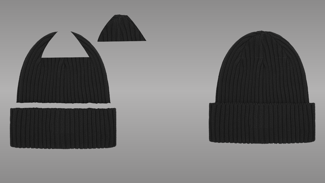 Knitted beanie deconstructed - front
