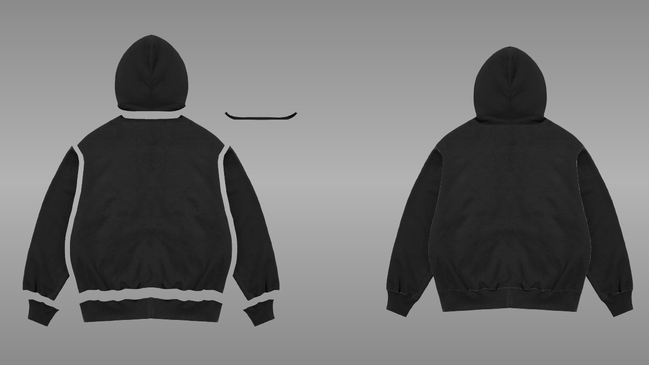 Zip up hoodie deconstructed - back