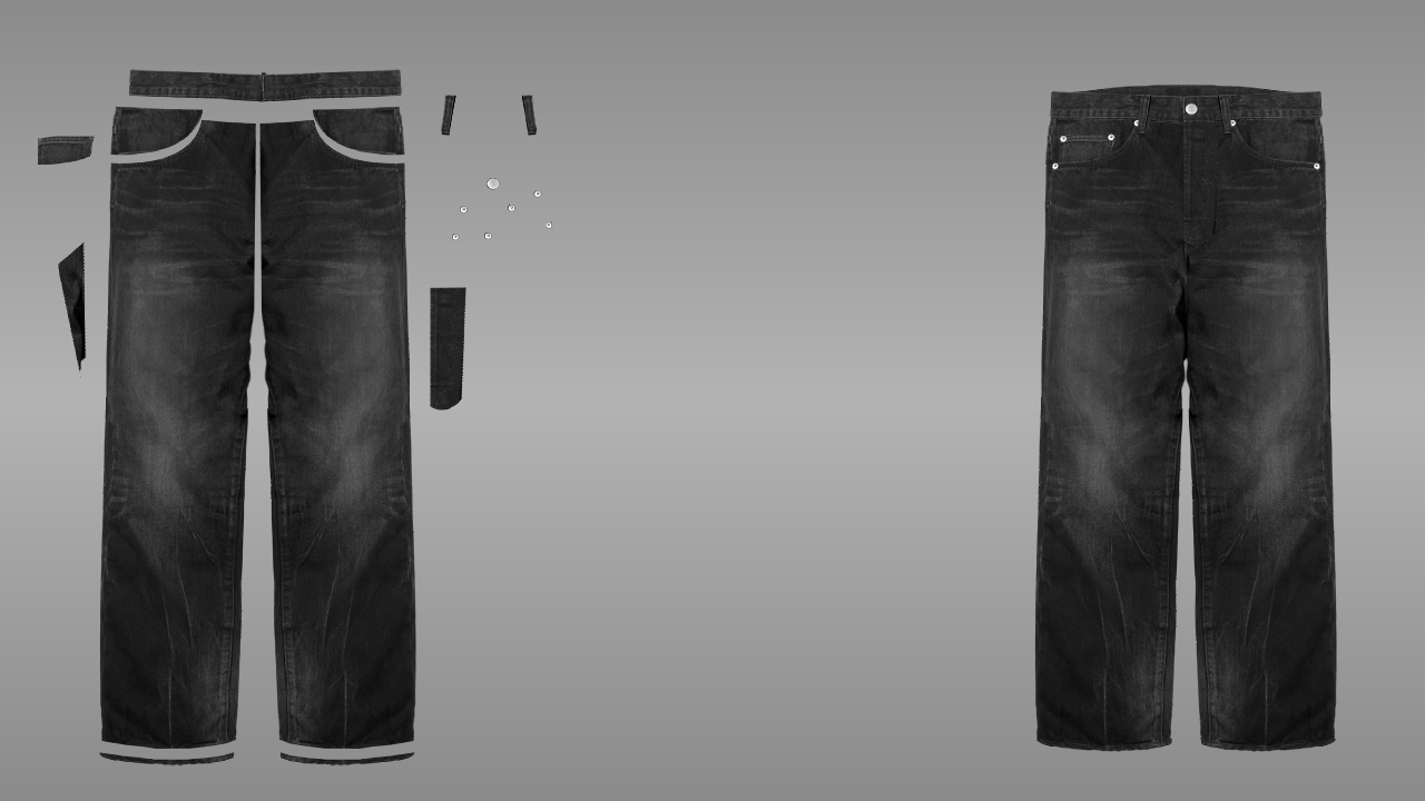 Straight jeans deconstructed - front