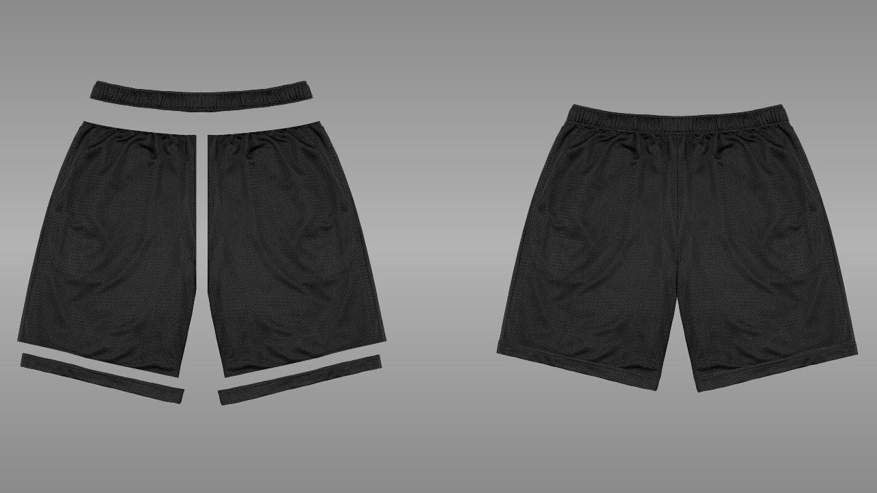 Varsity shorts deconstructed - front