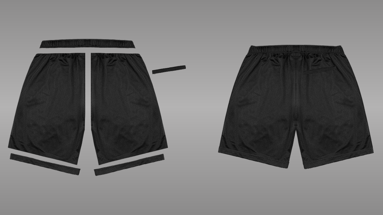 Varsity shorts deconstructed - back