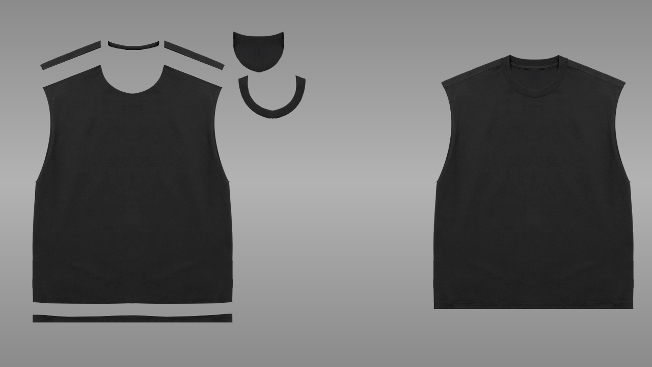 Sleeveless tee deconstructed - front