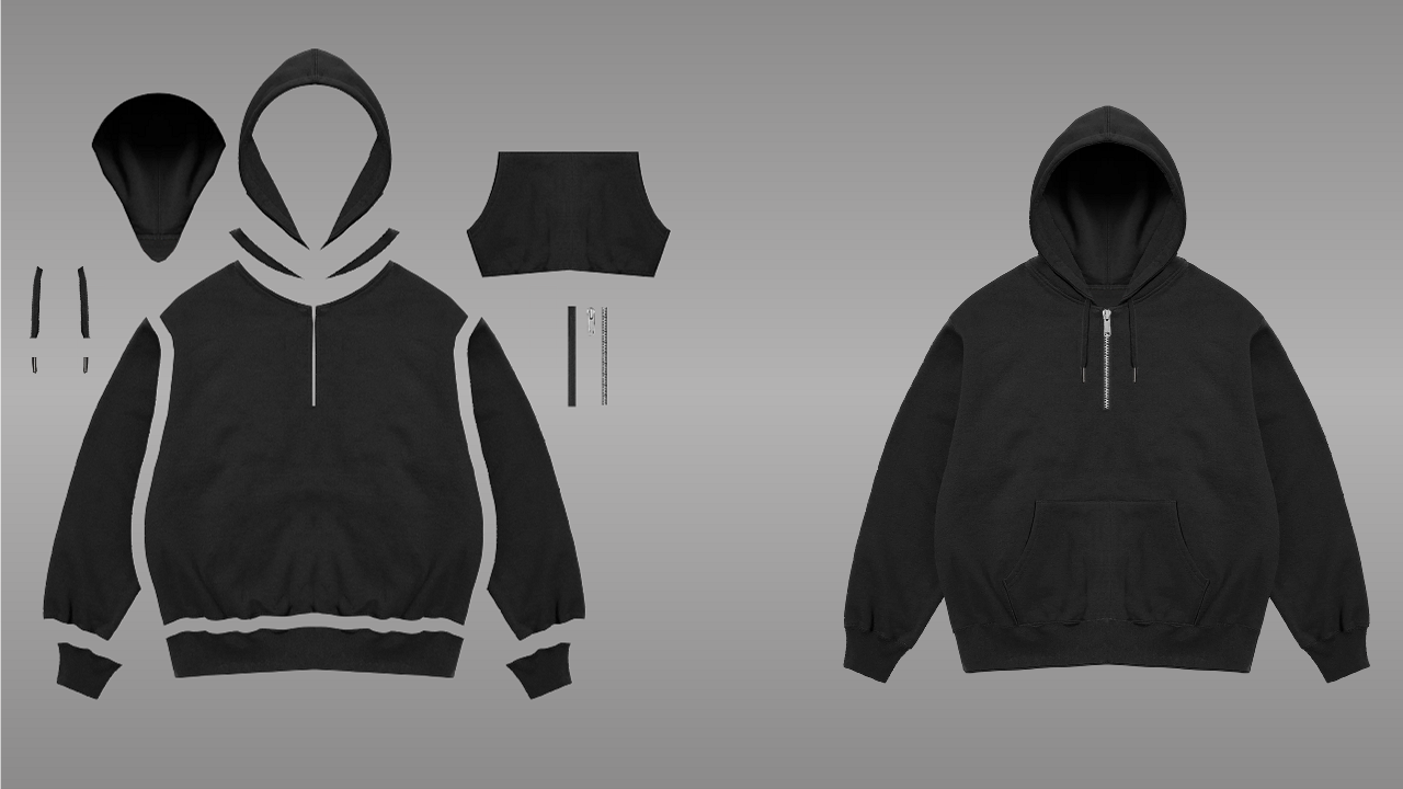 Quarter zip deconstructed - front