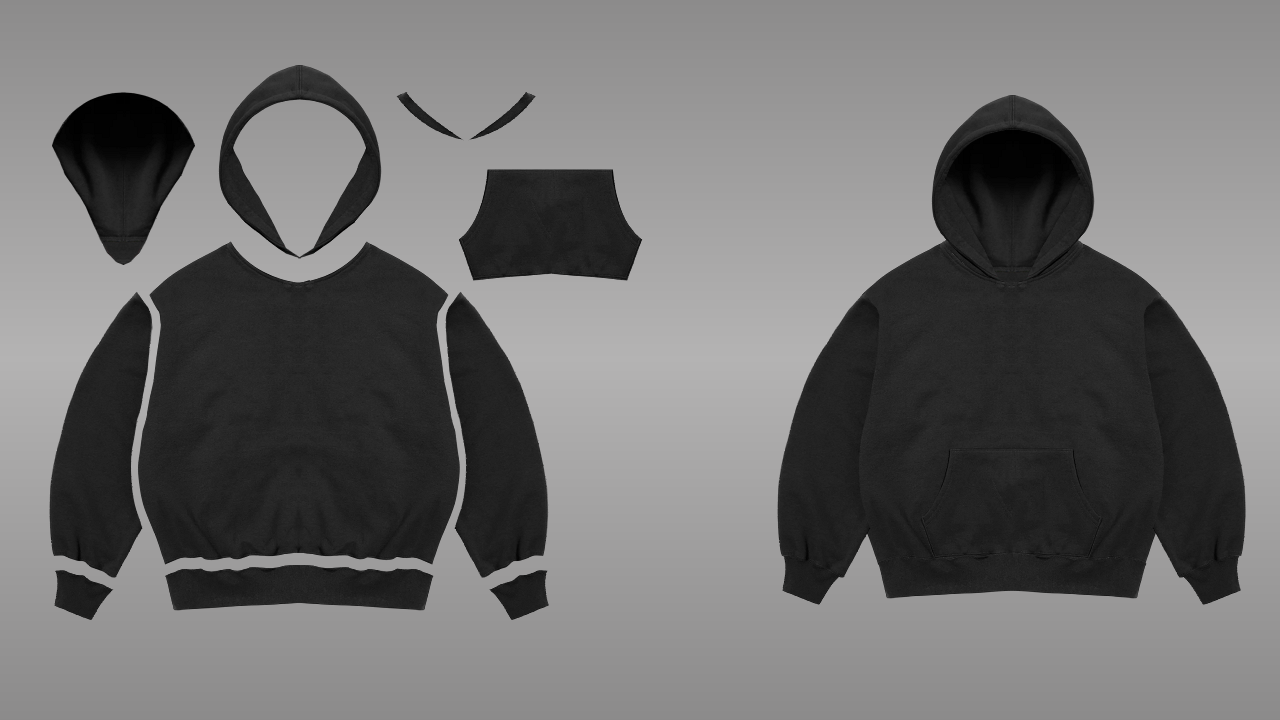 Pullover hoodie deconstructed - front
