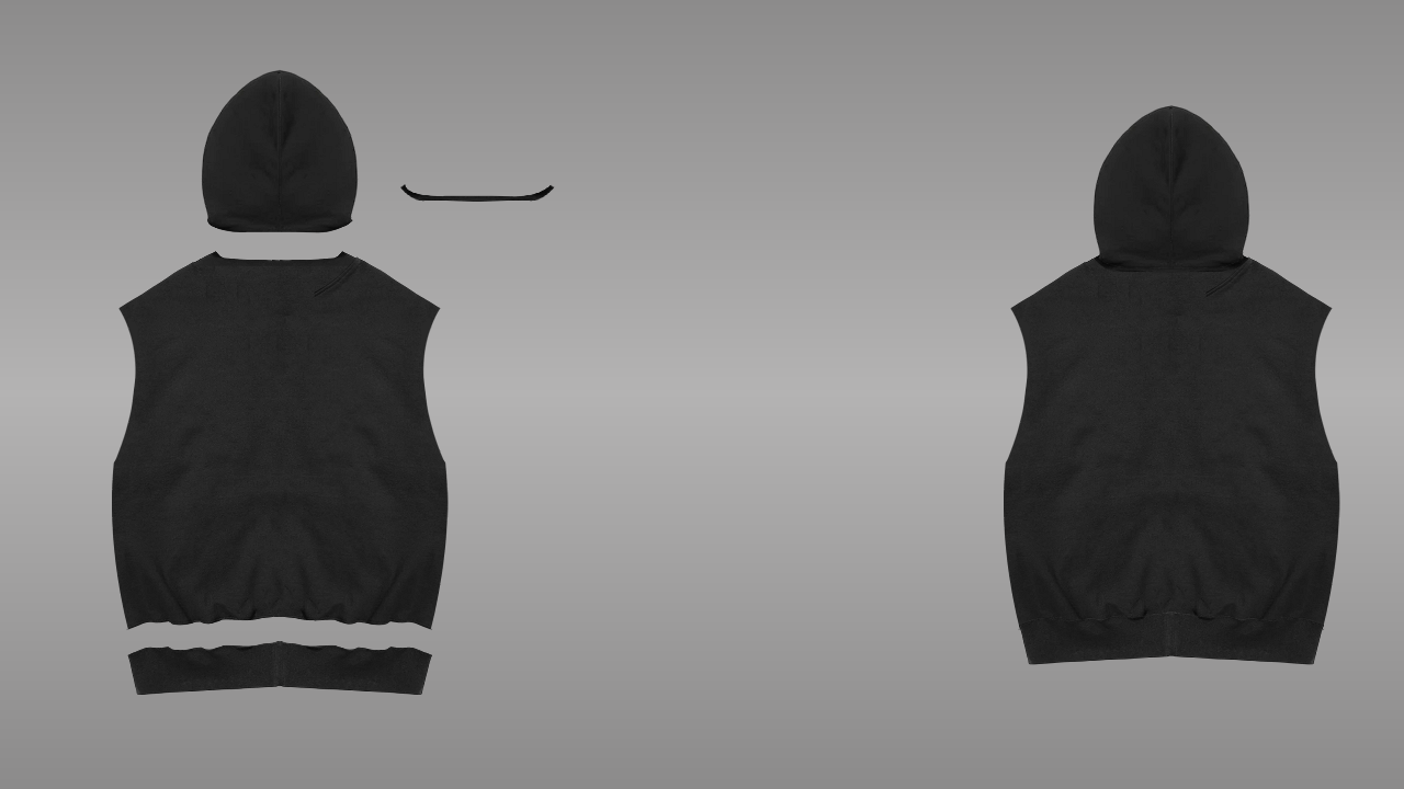 Sleeveless zip deconstructed - back