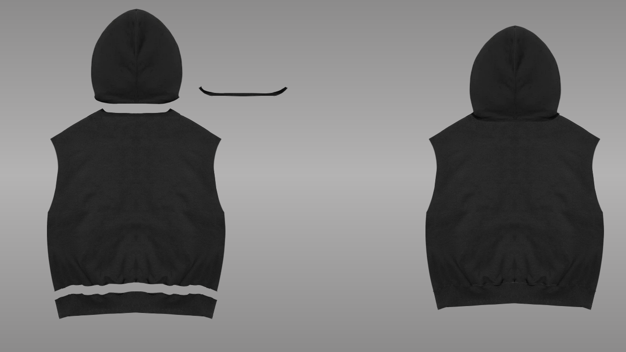 Sleeveless hoodie deconstructed - back