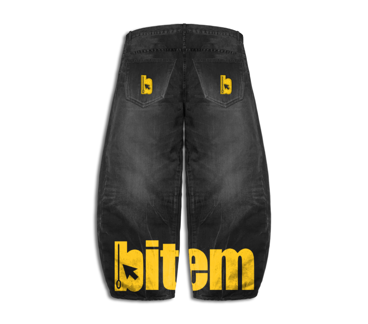Baggy jeans with screen printed and embroidered bitem logo - back