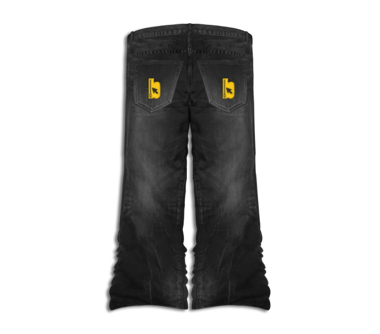 Stacked jeans with embroidered bitem logo - back