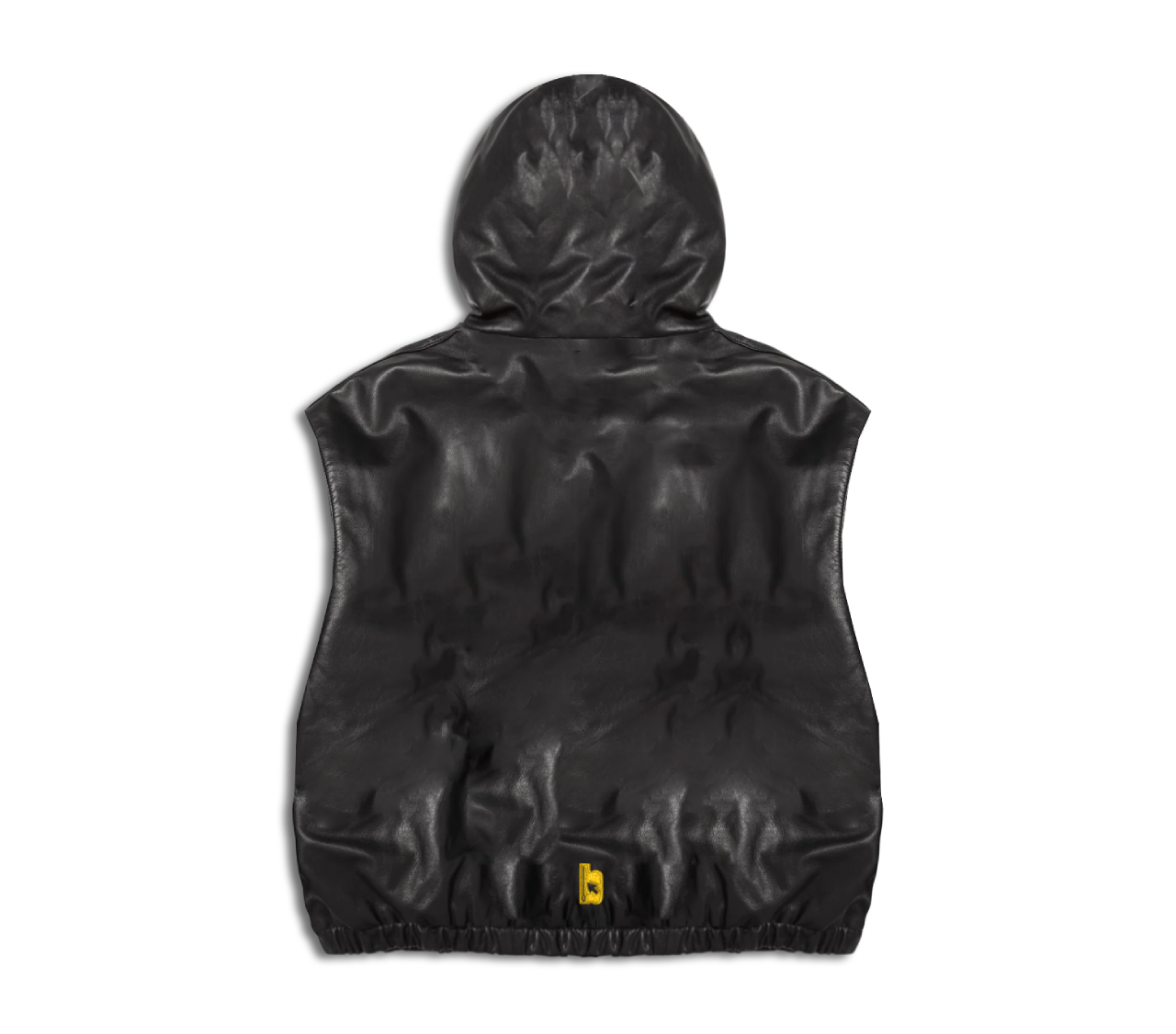 Hooded vest with embroidered bitem logo - back