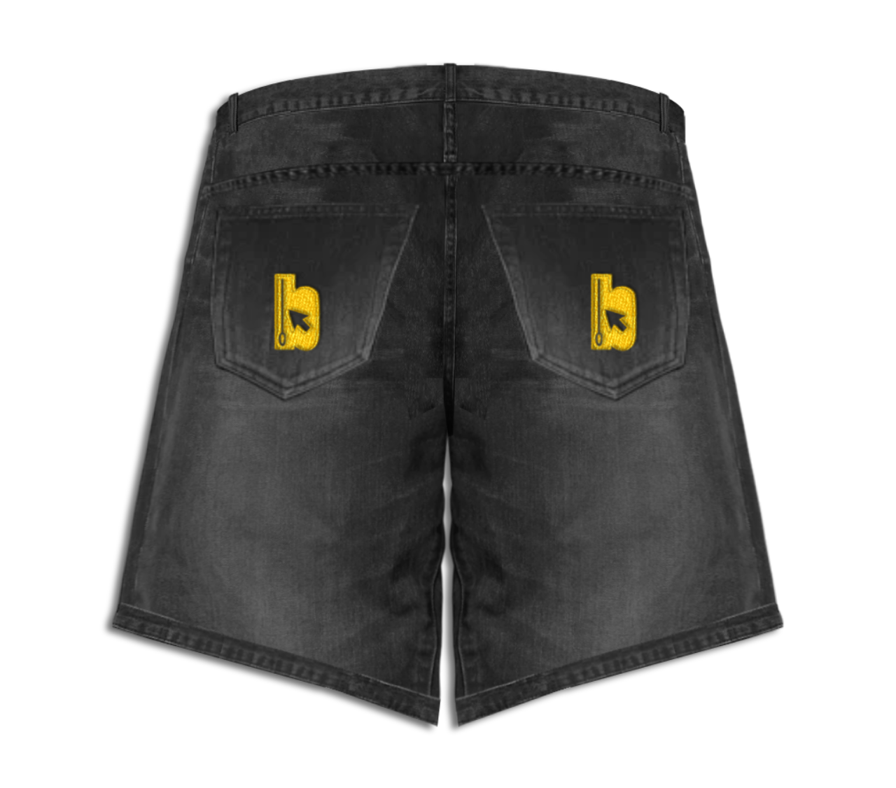 Jorts with embroidered bitem logo - back