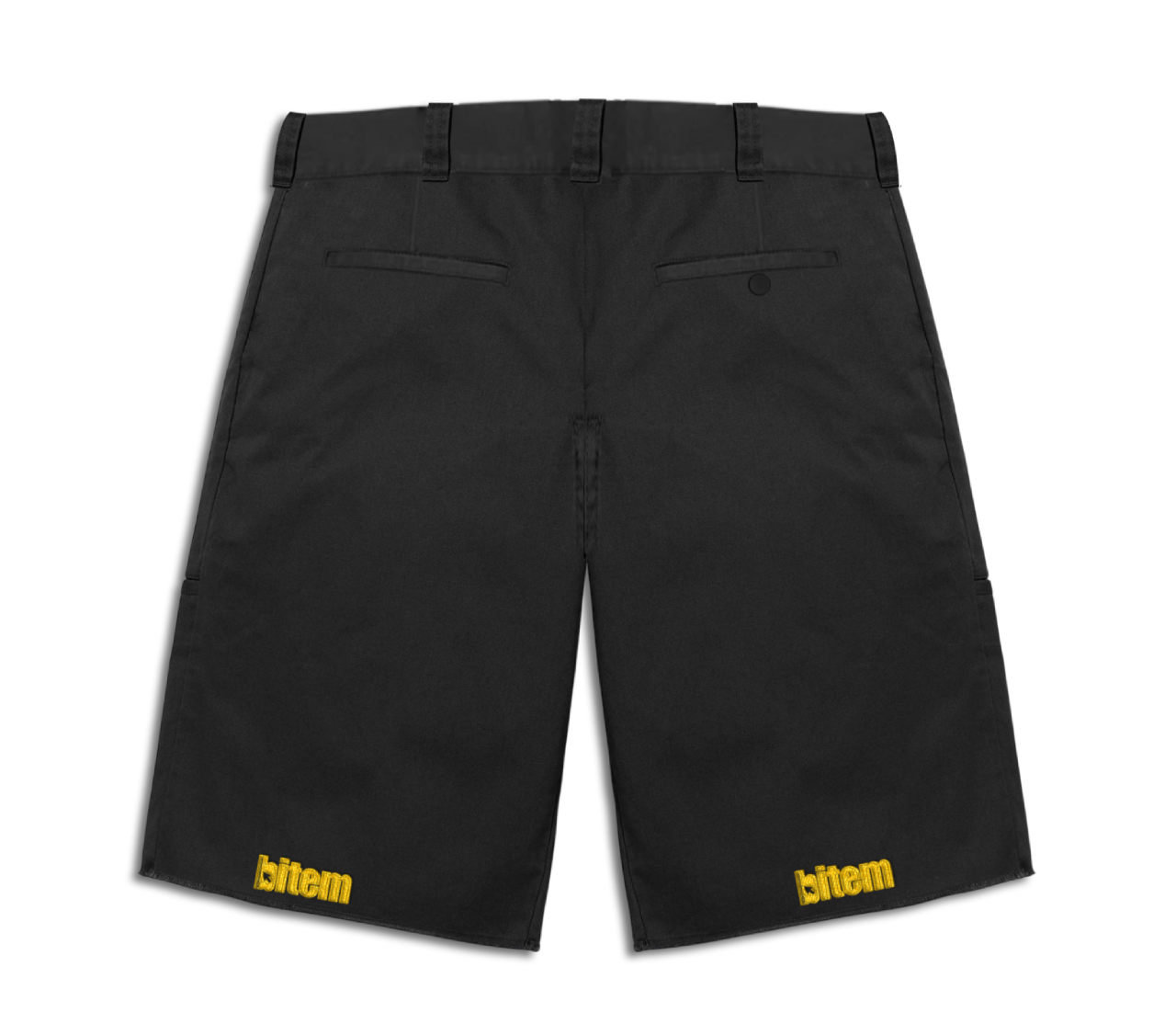 Khaki shorts with embroidered bitem logo - back