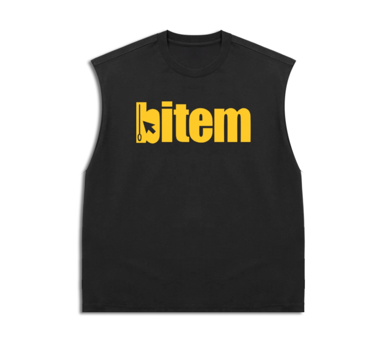 Sleeveless tee with screen printed bitem logo - front