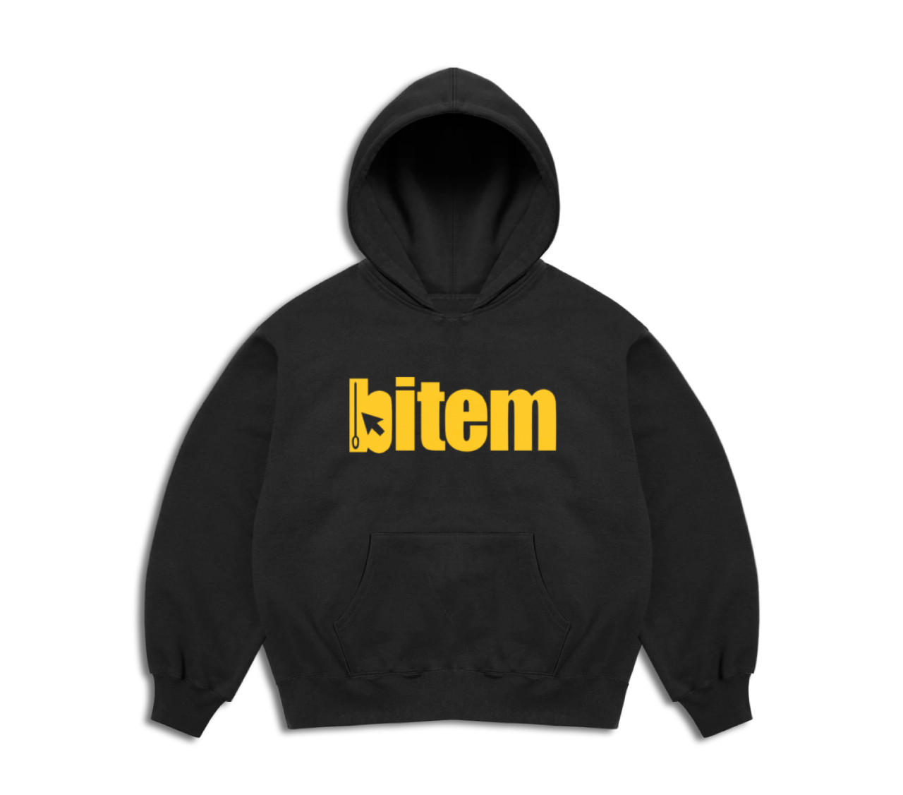 Pullover hoodie with screen printed bitem logo - front