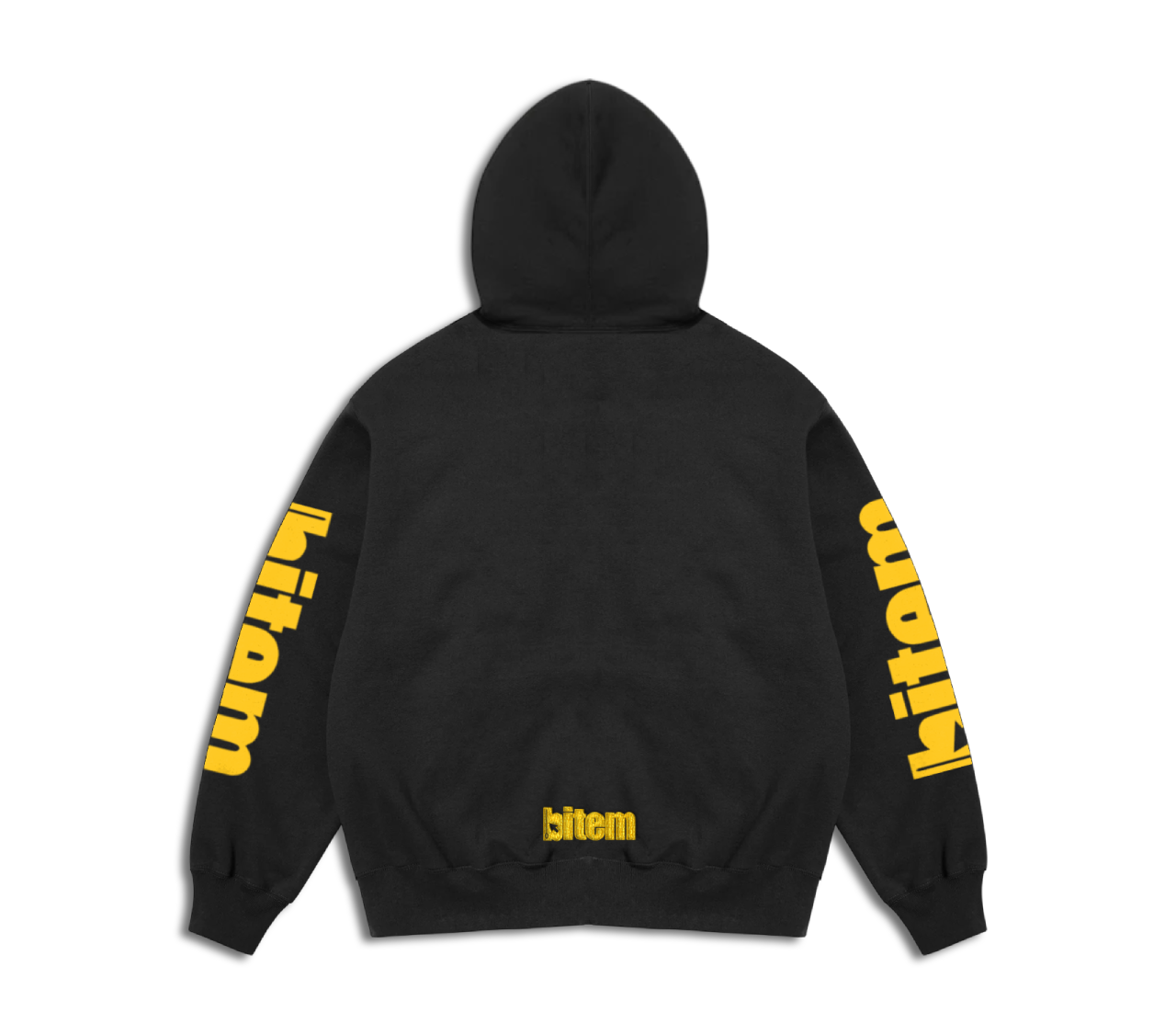 Quarter zip hoodie with screen printed bitem logo - back