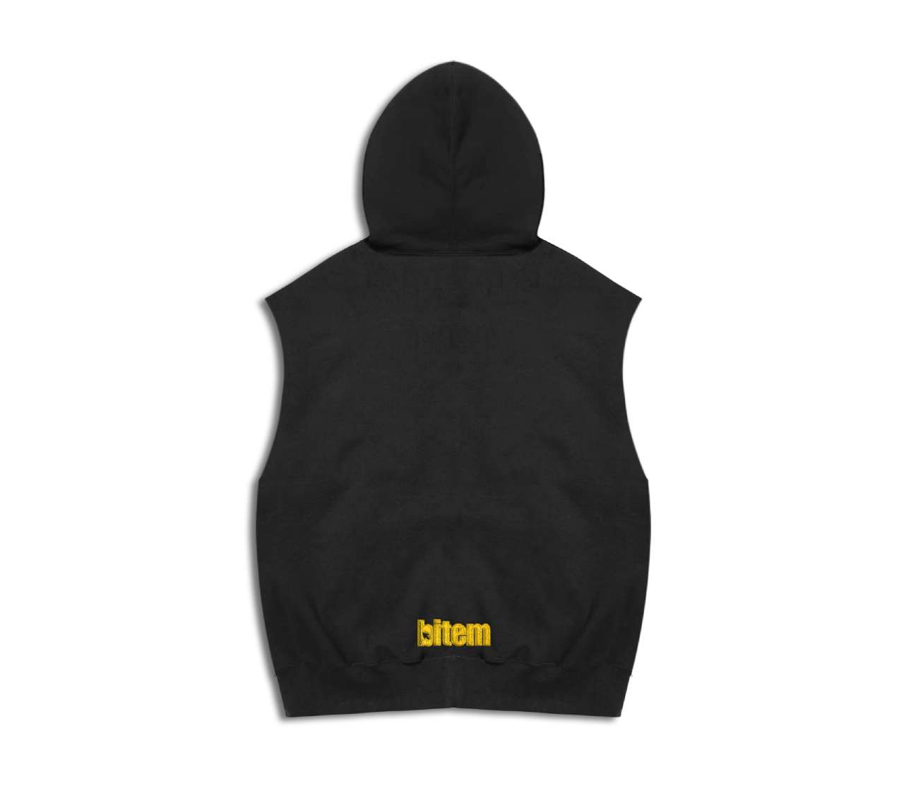 Sleeveless zip up hoodie with embroidered bitem logo - back