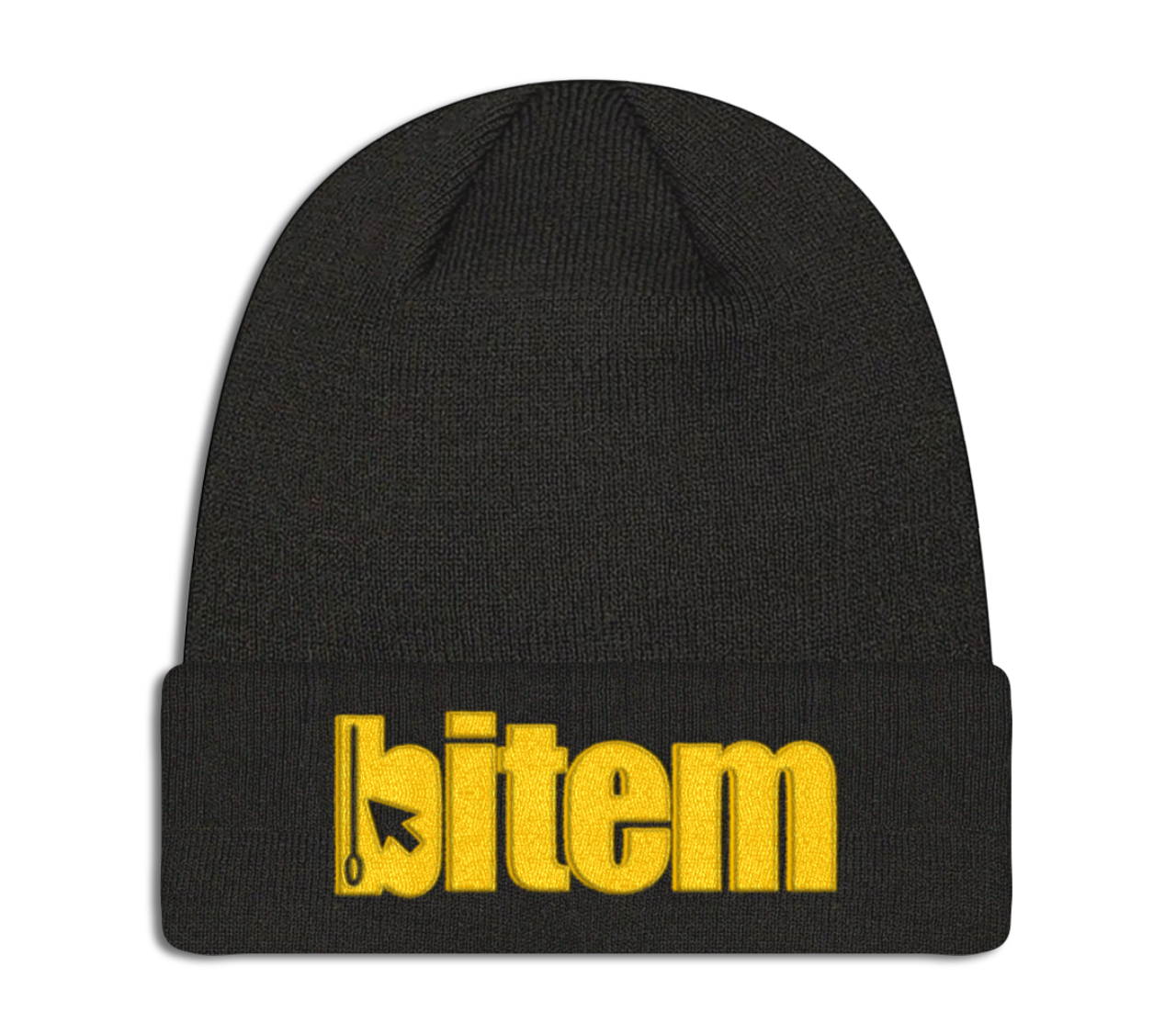 Knit cuffed beanie with embroidered bitem logo - front