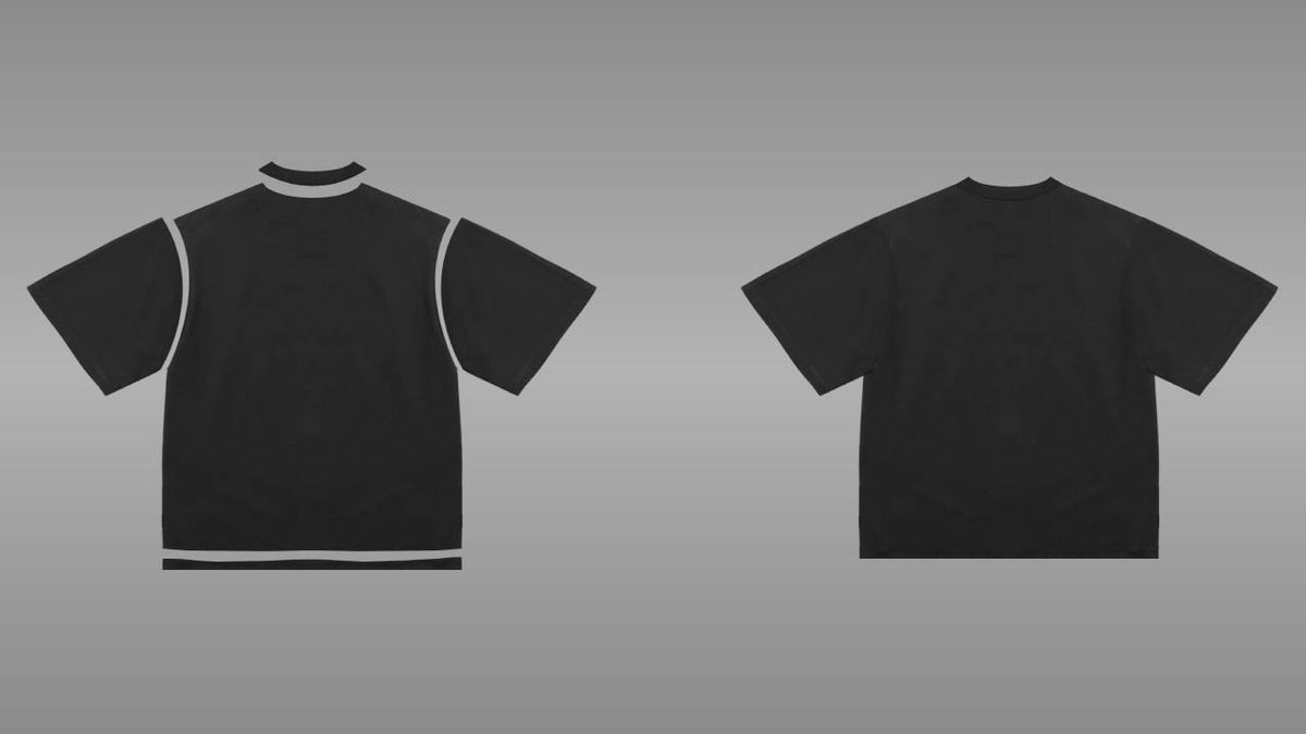 Layers: Black boxy tee mockup PSD back view streetwear