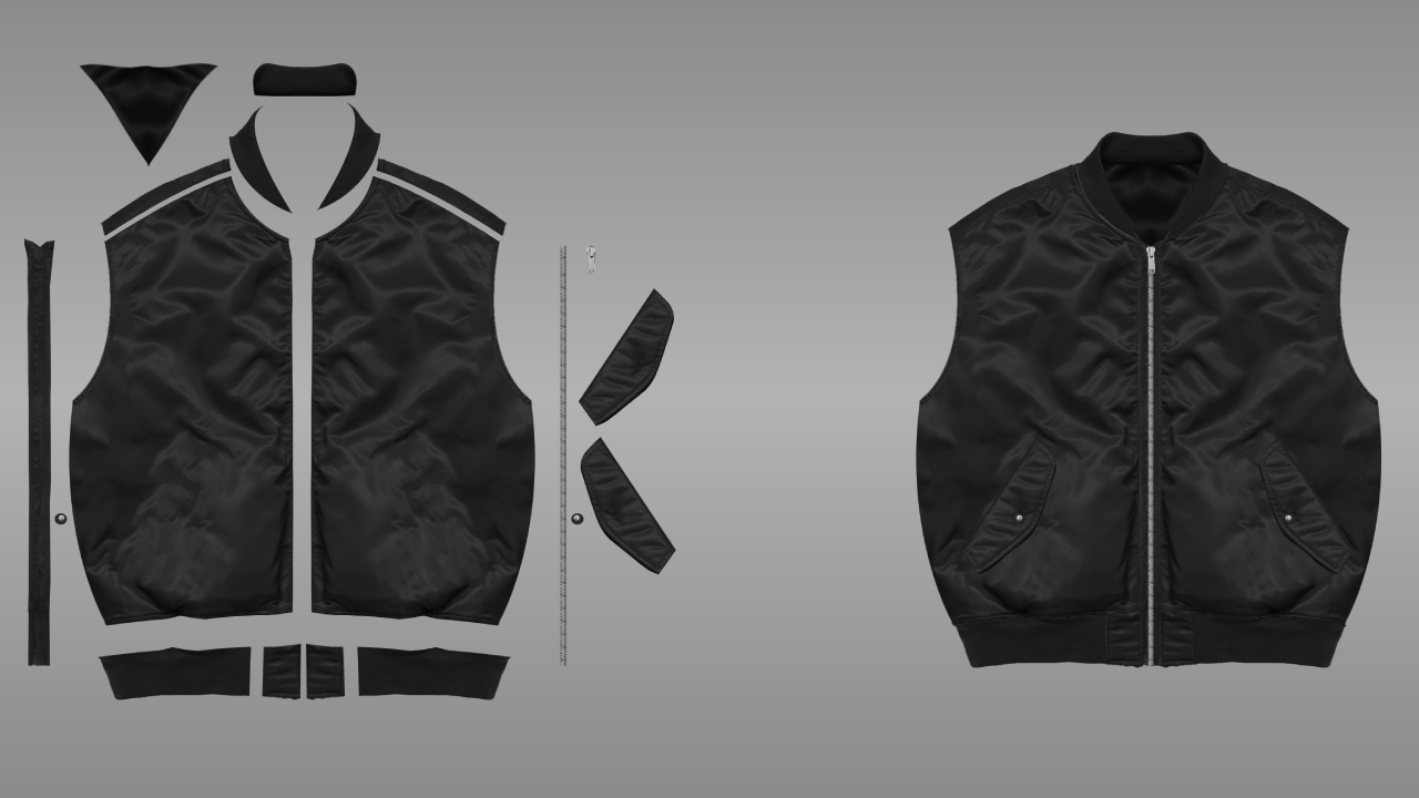 Bomber vest deconstructed - front