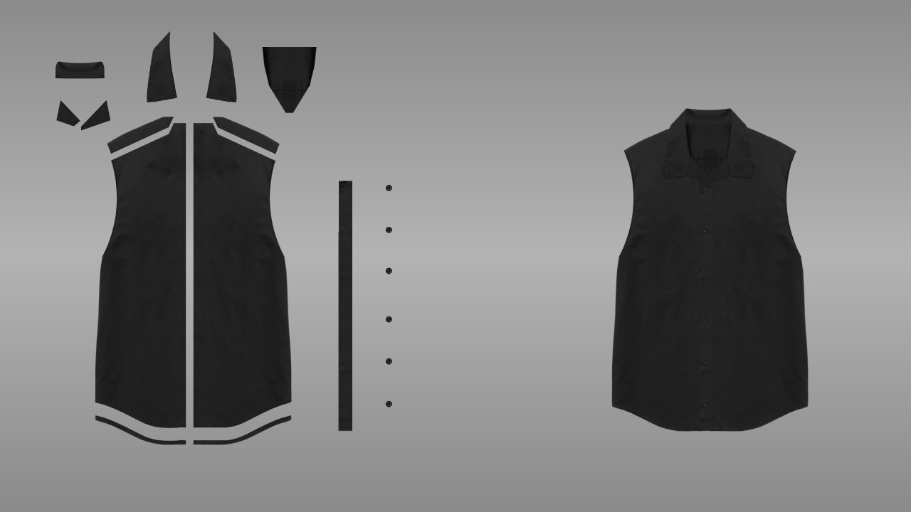 Sleeveless collar deconstructed - front
