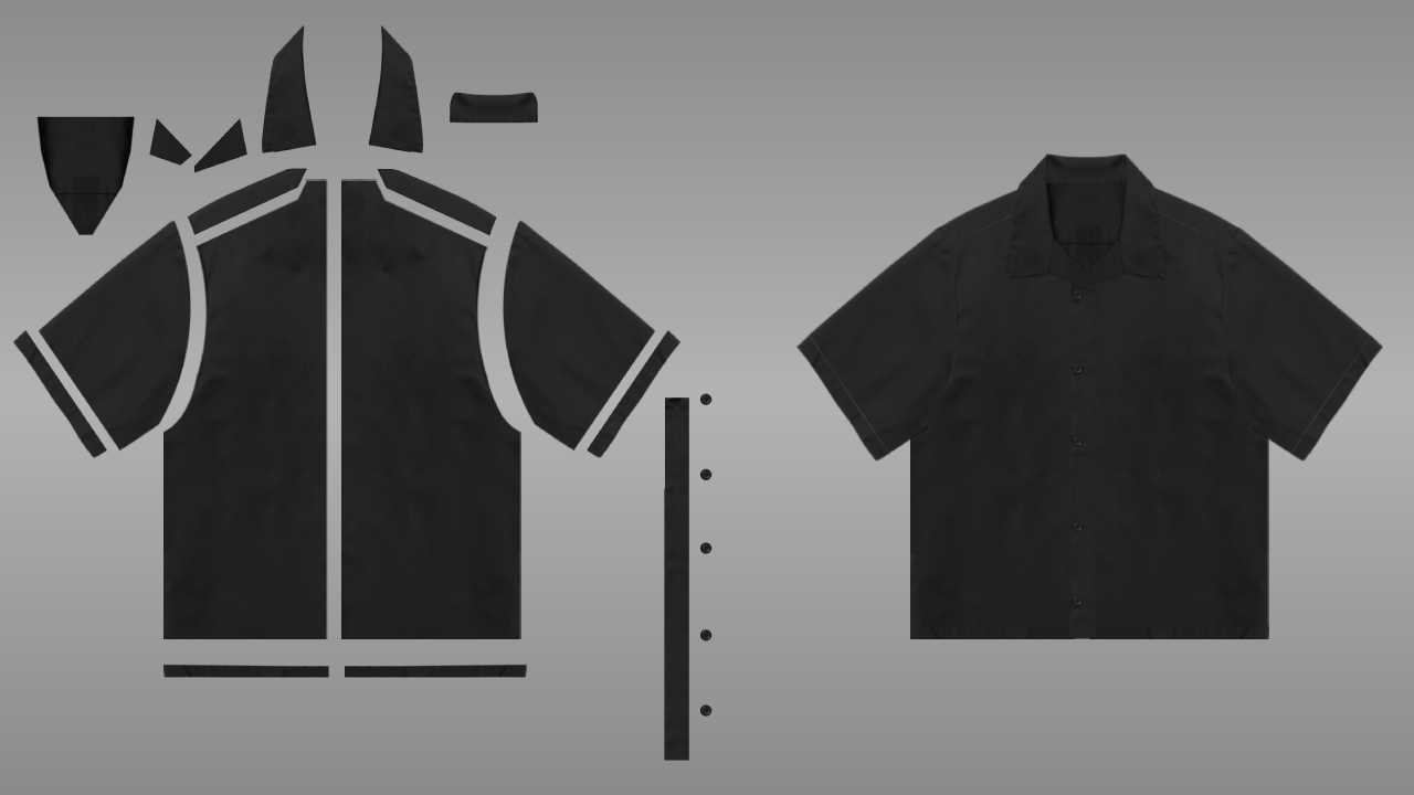 Boxy collar deconstructed - front