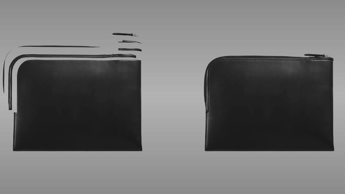 Layers: Black slim pouch mockup PSD back view streetwear
