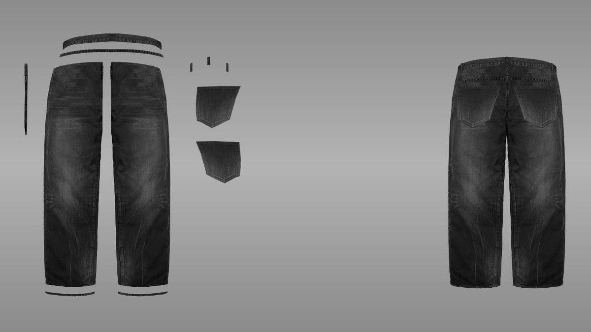 Layers: Black straight jeans mockup PSD back view streetwear