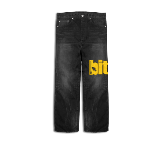 Straight jeans with embroidered bitem logo - front
