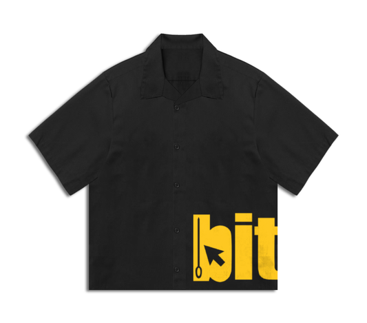 Boxy collar shirt with screen printed bitem logo - front