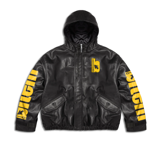 Hooded jacket with screen printed and embroidered bitem logo - front
