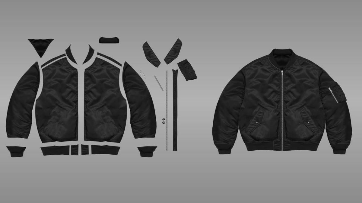 Layers: Black bomber jacket mockup PSD front view streetwear
