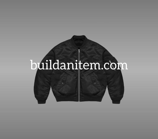 Front: Black bomber jacket mockup PSD front view streetwear
