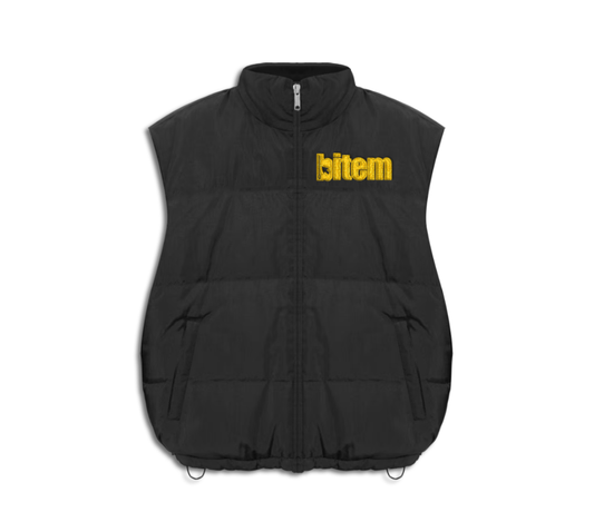 Down vest with embroidered bitem logo - front
