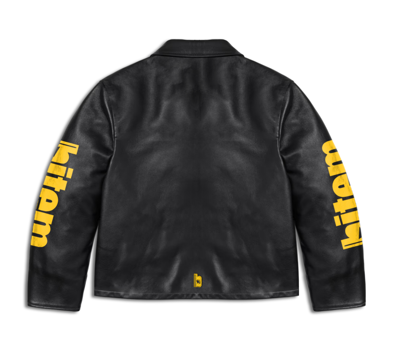 Biker jacket with embroidered and screen printed bitem logo - back
