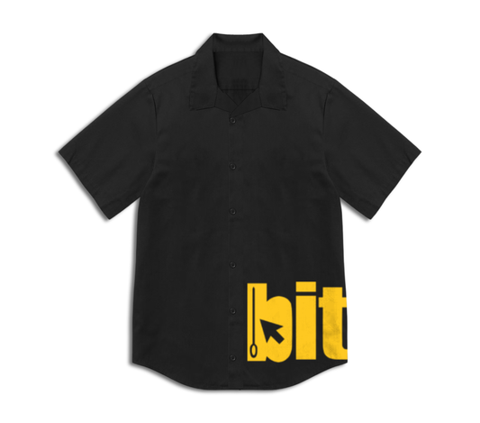 Slim fit collar shirt with screen printed bitem logo - front

