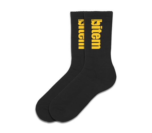 Ribbed socks with screen printed bitem logo - side
