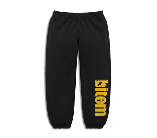 Cuffed joggers with screen printed bitem logo - front