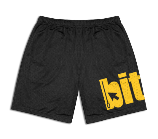 Varsity shorts with screen printed bitem logo - front