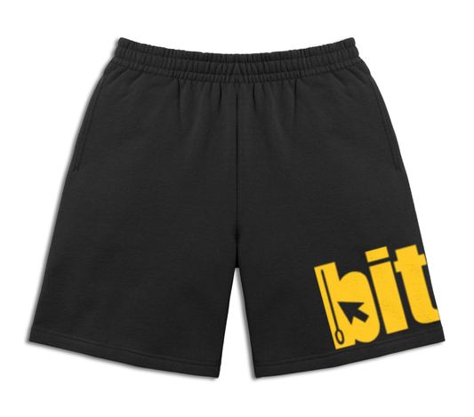 Jogger shorts with screen printed bitem logo - front