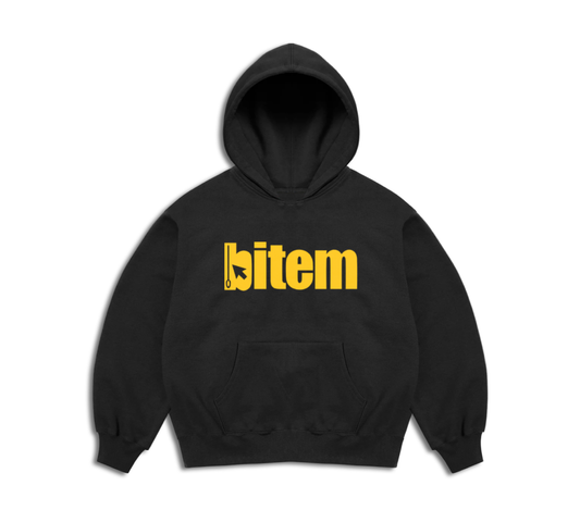 Pullover hoodie with screen printed bitem logo - front