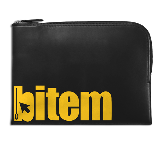 Slim pouch with screen printed bitem logo - front