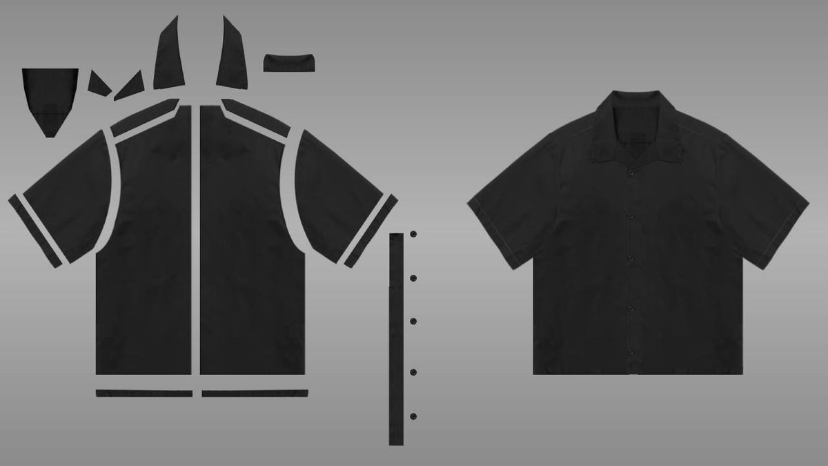 Layers: Black boxy collar shirt PSD mockup front view streetwear
