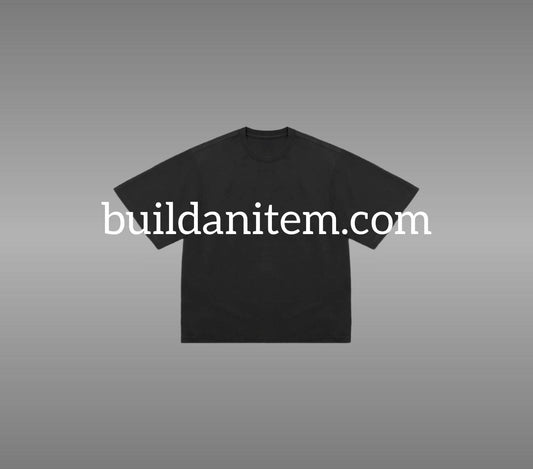 Front: Black boxy tee mockup PSD front view streetwear
